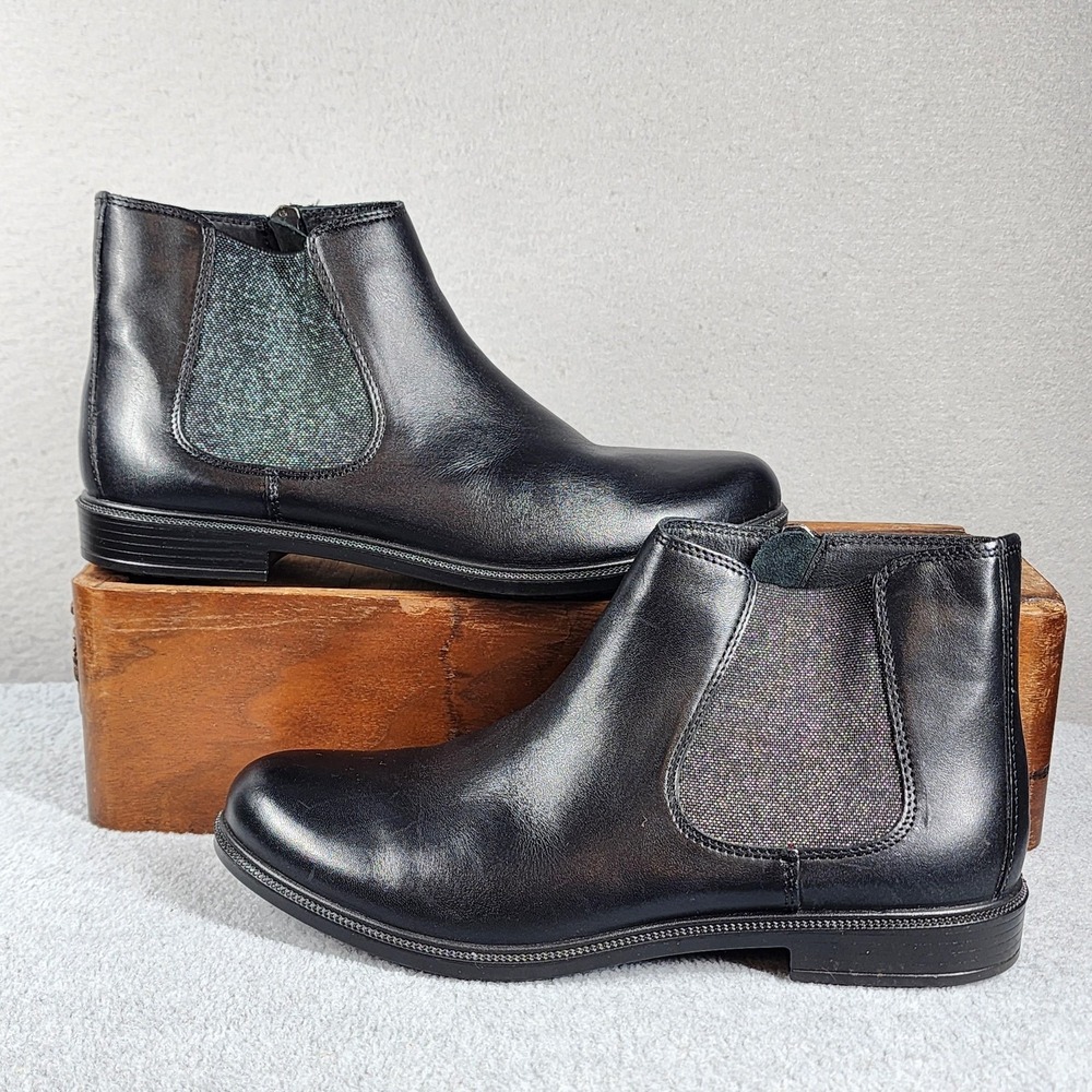 Hotter Shoes Womens Size‎ 8 Black Leather Ankle Booties Chelsea Zip Glitter
